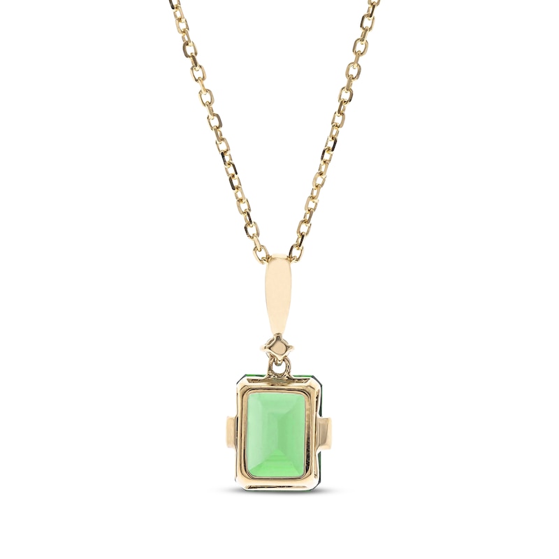 Main Image 2 of Emerald-Cut Peridot & Diamond Necklace 10K Yellow Gold 18”