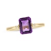 Thumbnail Image 0 of Emerald-Cut Amethyst & Diamond Ring 10K Yellow Gold