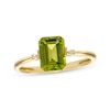 Thumbnail Image 0 of Emerald-Cut Peridot & Diamond Ring 10K Yellow Gold