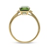Emerald-Cut Peridot & Diamond Ring 10K Yellow Gold