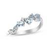 Multi-Shape Aquamarine & Diamond Scatter Ring 1/20 ct tw 10K White Gold