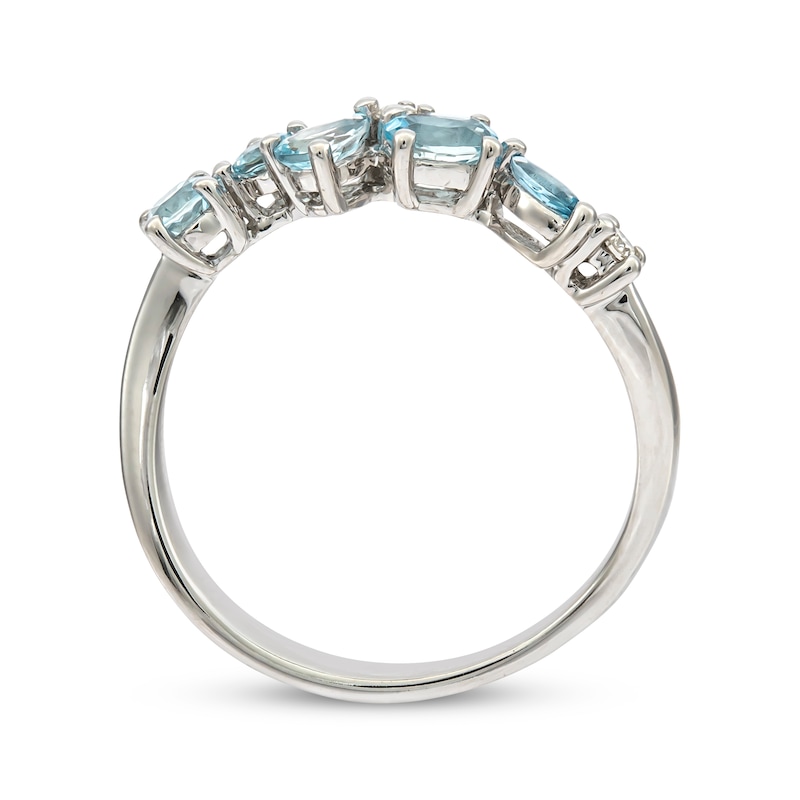 Multi-Shape Aquamarine & Diamond Scatter Ring 1/20 ct tw 10K White Gold