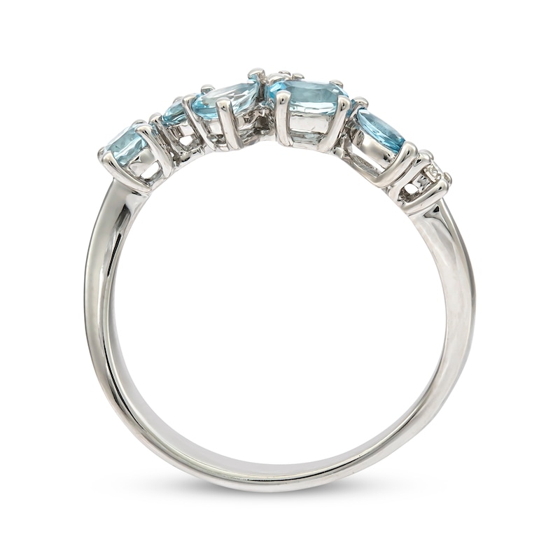Main Image 2 of Multi-Shape Aquamarine & Diamond Scatter Ring 1/20 ct tw 10K White Gold
