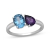 Thumbnail Image 0 of Oval-Cut Swiss Blue Topaz & Pear-Shaped Amethyst Ring Sterling Silver