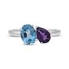 Thumbnail Image 2 of Oval-Cut Swiss Blue Topaz & Pear-Shaped Amethyst Ring Sterling Silver
