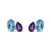 Thumbnail Image 2 of Oval-Cut Swiss Blue Topaz & Pear-Shaped Amethyst Earrings Sterling Silver