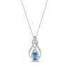 Thumbnail Image 1 of Oval-Cut Swiss Blue Topaz & White Lab-Created Sapphire Necklace Sterling Silver 18"