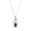 Thumbnail Image 1 of Oval-Cut Amethyst & White Lab-Created Sapphire Necklace Sterling Silver 18"