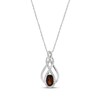 Thumbnail Image 1 of Oval-Cut Garnet & White Lab-Created Sapphire Necklace Sterling Silver 18"