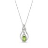 Thumbnail Image 1 of Oval-Cut Peridot & White Lab-Created Sapphire Necklace Sterling Silver 18"