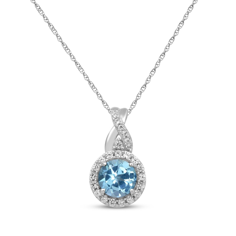 Round-Cut Swiss Blue Topaz & White Lab-Created Sapphire Gift Set Sterling Silver - Size 7