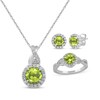 Thumbnail Image 1 of Round-Cut Peridot & White Lab-Created Sapphire Gift Set Sterling Silver