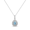 Thumbnail Image 1 of Pear-Shaped Swiss Blue Topaz & White Lab-Created Sapphire Gift Set Sterling Silver - Size 7