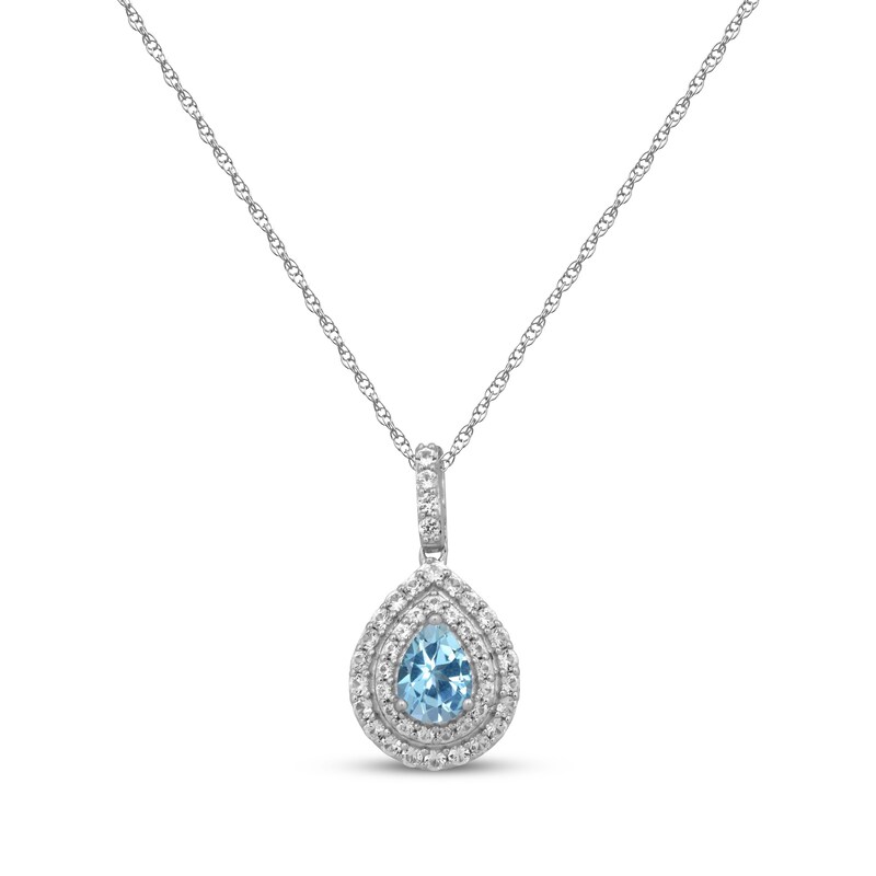 Pear-Shaped Swiss Blue Topaz & White Lab-Created Sapphire Gift Set Sterling Silver - Size 7