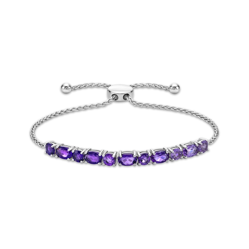 Main Image 1 of Oval & Round-Cut Amethyst Bolo Bracelet Sterling Silver