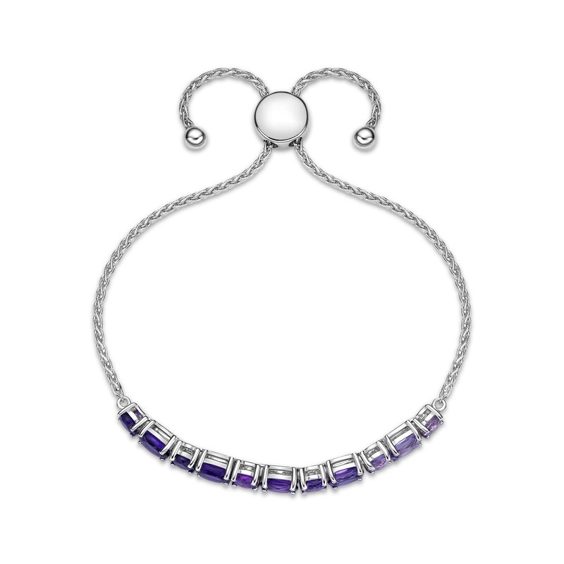 Main Image 2 of Oval & Round-Cut Amethyst Bolo Bracelet Sterling Silver