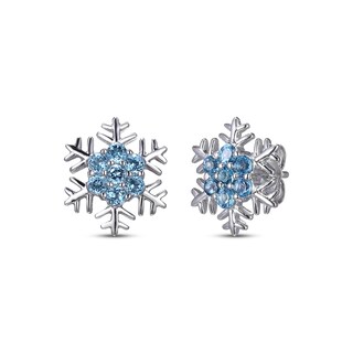 Rhinestone Crystal Non-Pierced Dropper Earrings Silver Clip-On Rhinestone Snowflake Earrings - Non-Pierced Crystal Dangling Earrings Clip On Snowflake Earrings