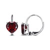 Thumbnail Image 3 of Heart-Shaped Garnet Solitaire Earrings Sterling Silver
