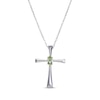Thumbnail Image 1 of Oval-Cut Peridot Cross Necklace Sterling Silver 18”