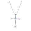 Thumbnail Image 0 of Oval-Cut Aquamarine Cross Necklace Sterling Silver 18”