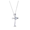 Thumbnail Image 1 of Oval-Cut Aquamarine Cross Necklace Sterling Silver 18”