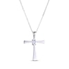 Thumbnail Image 2 of Oval-Cut Aquamarine Cross Necklace Sterling Silver 18”