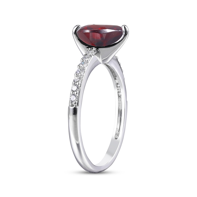 Heart-Shaped Garnet & White Lab-Created Sapphire Ring Sterling Silver