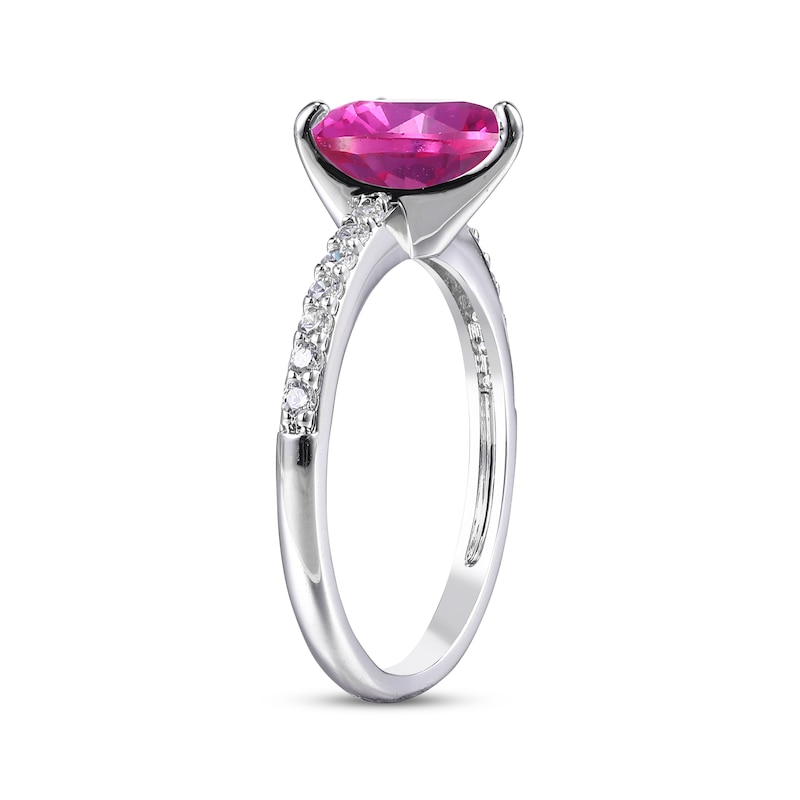 Heart-Shaped Pink & White Lab-Created Sapphire Ring Sterling Silver