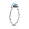 Thumbnail Image 1 of Heart-Shaped Swiss Blue Topaz & White Lab-Created Sapphire Ring Sterling Silver