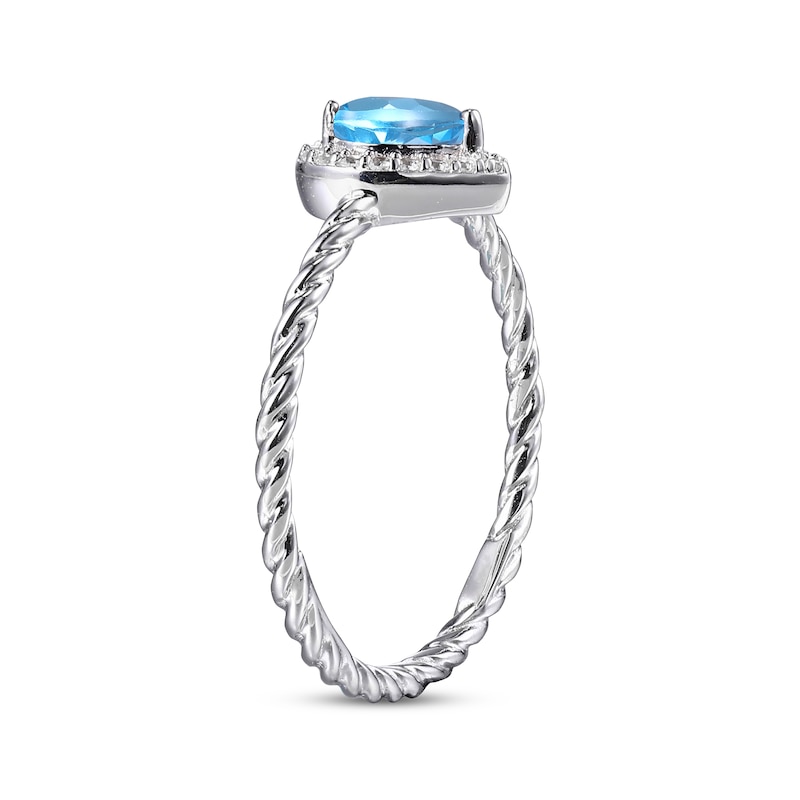 Heart-Shaped Swiss Blue Topaz & White Lab-Created Sapphire Ring Sterling Silver