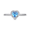 Thumbnail Image 2 of Heart-Shaped Swiss Blue Topaz & White Lab-Created Sapphire Ring Sterling Silver