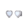 Thumbnail Image 1 of Heart-Shaped Lab-Created Opal & White Lab-Created Sapphire Stud Earrings Sterling Silver