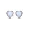 Thumbnail Image 2 of Heart-Shaped Lab-Created Opal & White Lab-Created Sapphire Stud Earrings Sterling Silver
