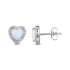 Thumbnail Image 3 of Heart-Shaped Lab-Created Opal & White Lab-Created Sapphire Stud Earrings Sterling Silver