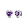 Thumbnail Image 1 of Heart-Shaped Amethyst & White Lab-Created Sapphire Stud Earrings Sterling Silver