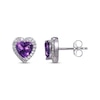 Thumbnail Image 2 of Heart-Shaped Amethyst & White Lab-Created Sapphire Stud Earrings Sterling Silver