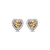 Thumbnail Image 1 of Heart-Shaped Citrine & White Lab-Created Sapphire Stud Earrings Sterling Silver