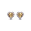 Thumbnail Image 2 of Heart-Shaped Citrine & White Lab-Created Sapphire Stud Earrings Sterling Silver