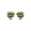 Thumbnail Image 2 of Heart-Shaped Peridot & White Lab-Created Sapphire Stud Earrings Sterling Silver