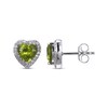 Thumbnail Image 3 of Heart-Shaped Peridot & White Lab-Created Sapphire Stud Earrings Sterling Silver