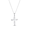 Thumbnail Image 3 of Round-Cut Swiss Blue Topaz & White Lab-Created Sapphire Cross Necklace Sterling Silver 18”