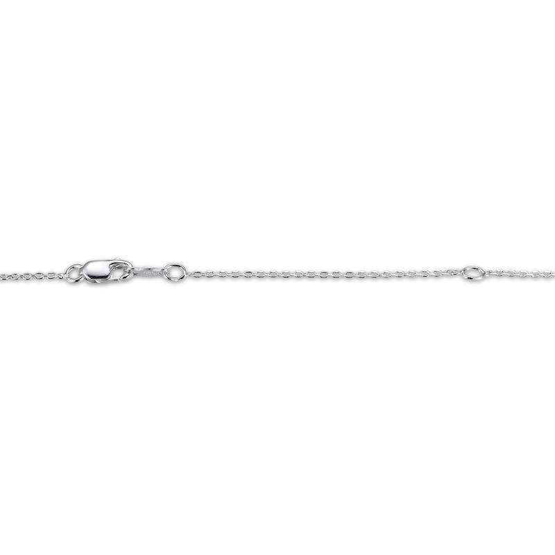 Main Image 4 of Round-Cut Swiss Blue Topaz & White Lab-Created Sapphire Cross Necklace Sterling Silver 18”