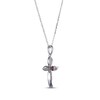 Thumbnail Image 2 of Round-Cut Garnet & White Lab-Created Sapphire Cross Necklace Sterling Silver 18”