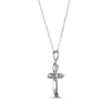 Thumbnail Image 2 of Round-Cut Peridot & White Lab-Created Sapphire Cross Necklace Sterling Silver 18”
