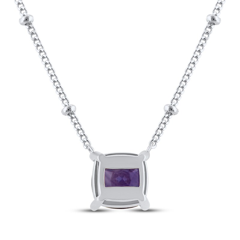 Main Image 3 of Cushion-Cut Amethyst Solitaire Necklace Sterling Silver 17”