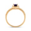 Thumbnail Image 2 of Round-Cut Amethyst Beaded Ring 10K Yellow Gold