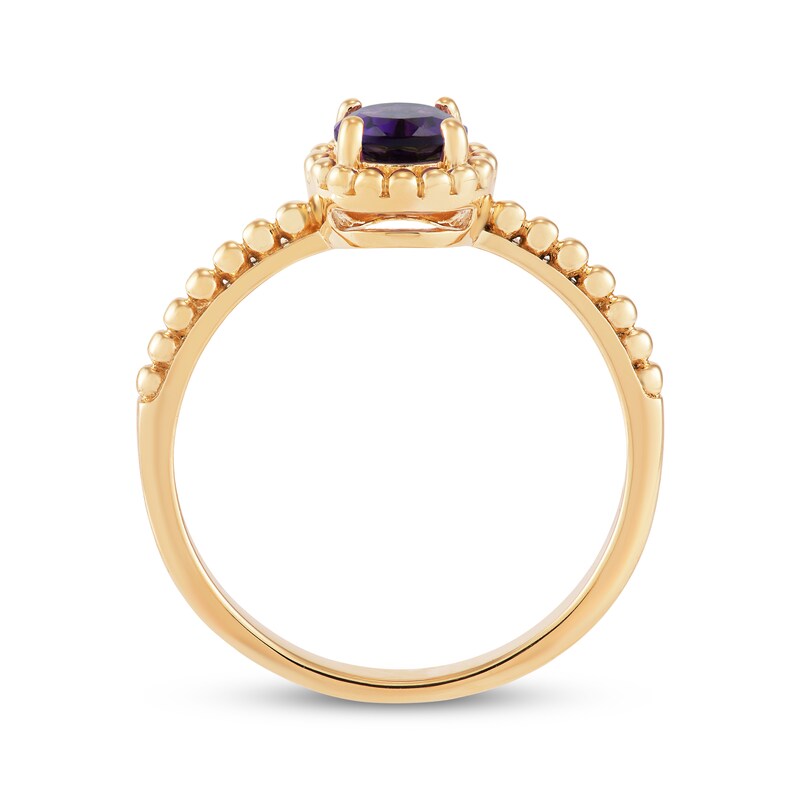 Main Image 2 of Round-Cut Amethyst Beaded Ring 10K Yellow Gold