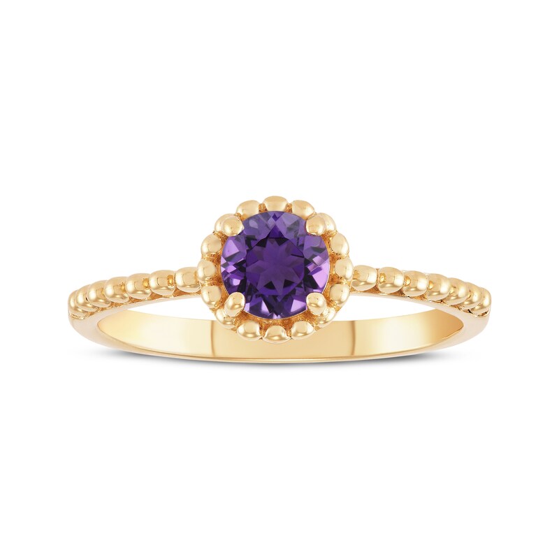 Main Image 3 of Round-Cut Amethyst Beaded Ring 10K Yellow Gold