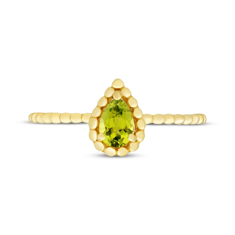 Main Image 3 of Pear-Shaped Peridot Beaded Ring 10K Yellow Gold
