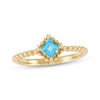 Thumbnail Image 1 of Square-Cut Swiss Blue Topaz Beaded Ring 10K Yellow Gold